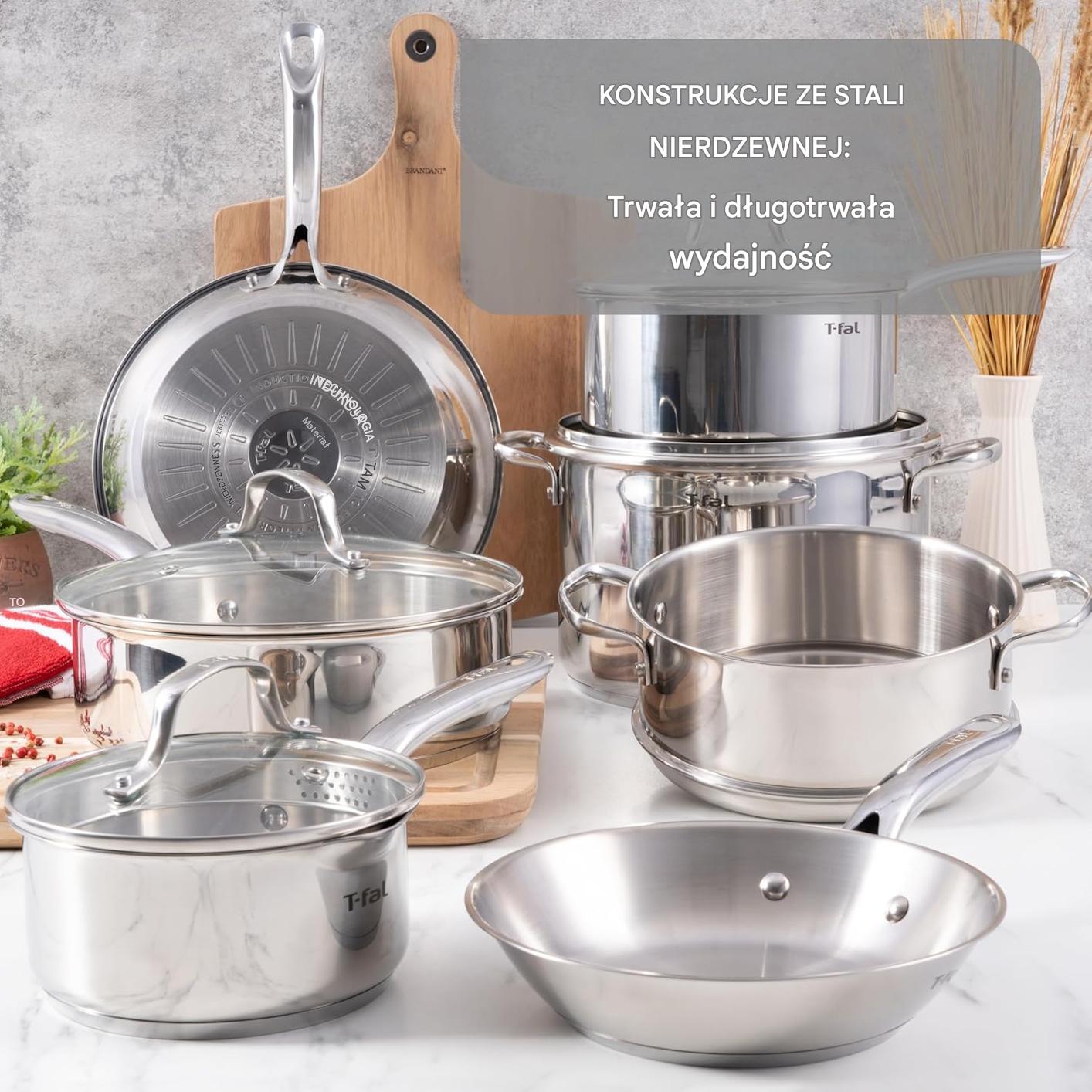 12‑elementowy zestaw garnków ze stali nierdzewnej
